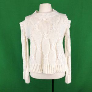 RD Style White Cable‎ Knit Cold Shoulder Sweater XS